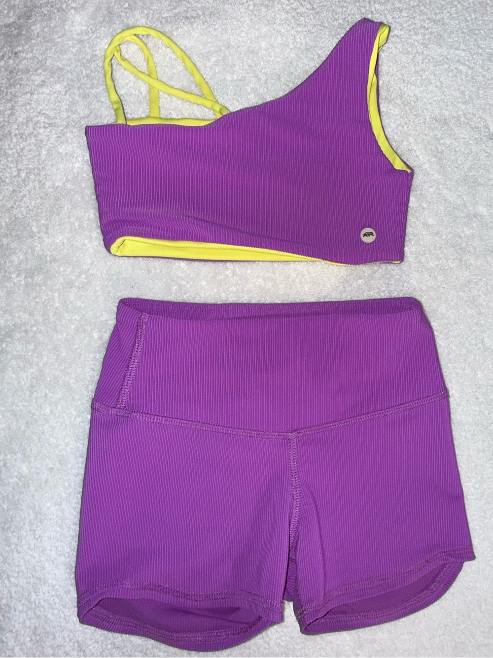 Tiger Friday 2 Piece Purple Dance Set Size Child XL Reversible Top w/Shorts